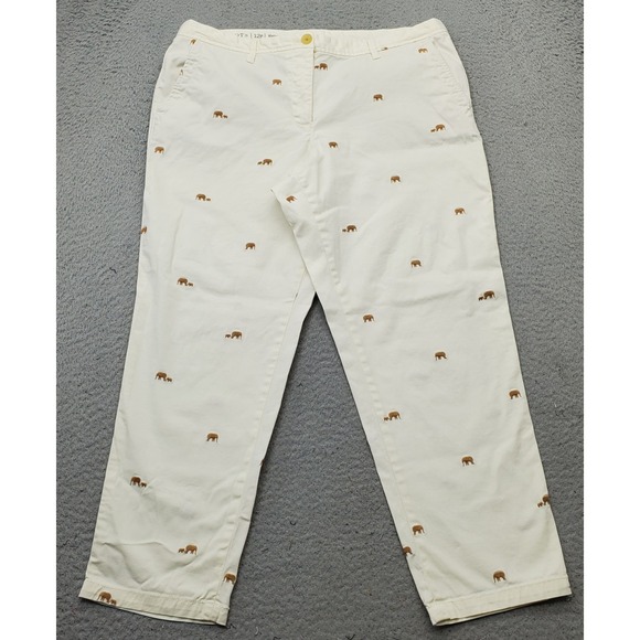 Talbots Chino Pants Womens 12P Multi Elephant Print Relaxed Fit Straight Leg - Picture 1 of 10